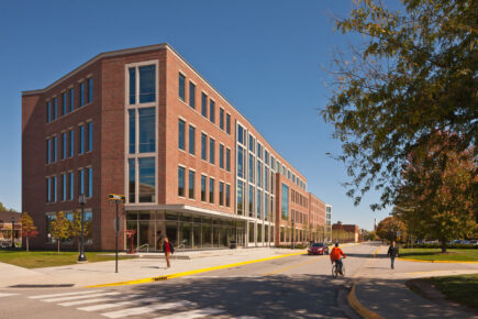 Corner view of the Krach Leadership Center at Perdue