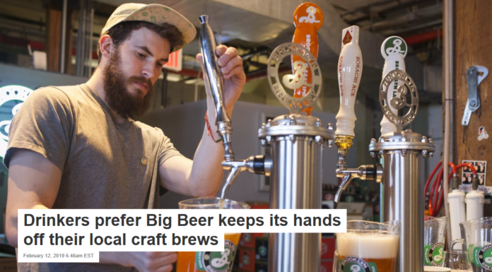 Drinkers prefer Big Beer keeps its hands off their local craft brews