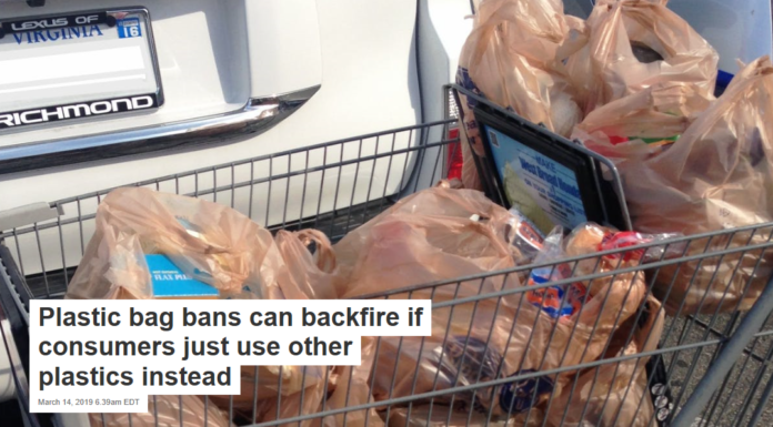 Plastic bag bans can backfire if consumers just use other plastics instead