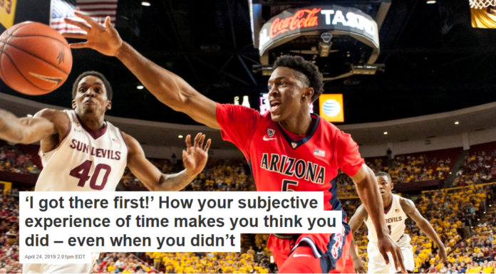 ‘I got there first!’ How your subjective experience of time makes you think you did – even when you didn’t