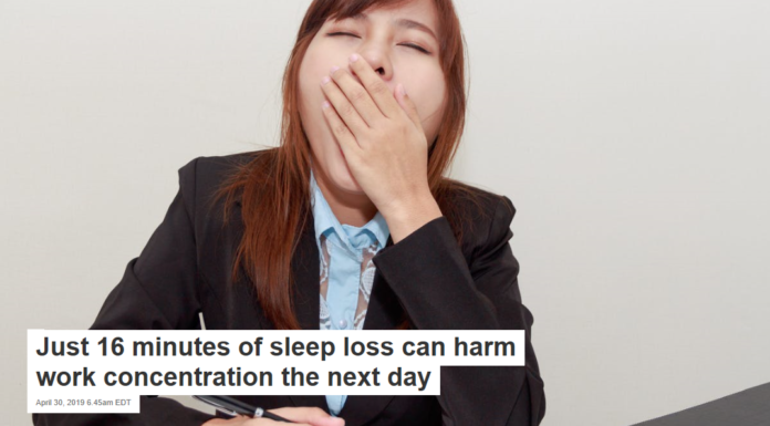 Just 16 minutes of sleep loss can harm work concentration the next day