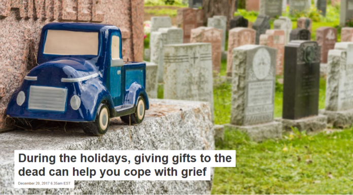 During the holidays, giving gifts to the dead can help you cope with grief