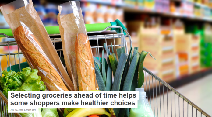 Selecting groceries ahead of time helps some shoppers make healthier choices