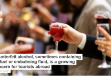 Counterfeit alcohol, sometimes containing jet fuel or embalming fluid, is a growing concern for tourists abroad