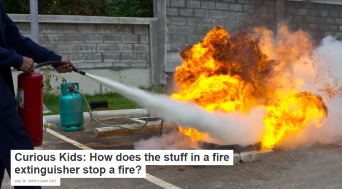 Curious Kids: How does the stuff in a fire extinguisher stop a fire?