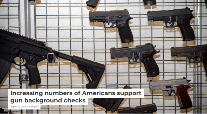 Increasing numbers of Americans support gun background checks