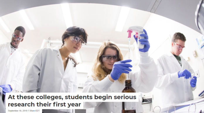 At these colleges, students begin serious research their first year