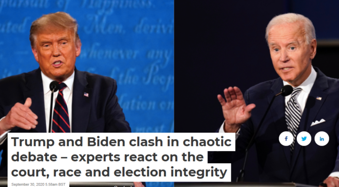 Trump and Biden clash in chaotic debate – experts react on the court, race and election integrity