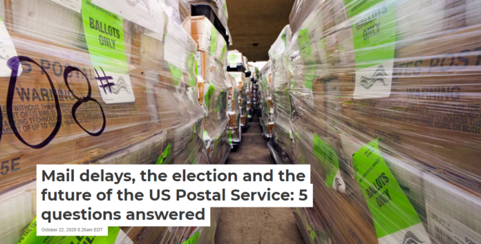 The USPS is playing a major role in this year’s election. AP Photo/Damian Dovarganes
