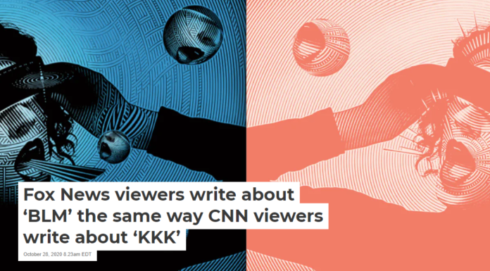 Fox News viewers write about ‘BLM’ the same way CNN viewers write about ‘KKK’
