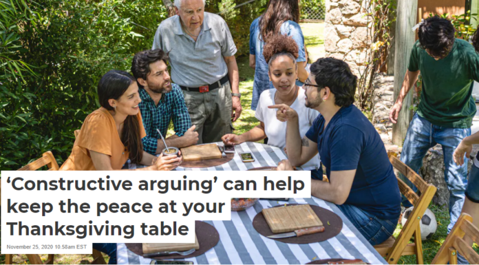 ‘Constructive arguing’ can help keep the peace at your Thanksgiving table