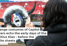 Strange costumes of Capitol rioters echo the early days of the Ku Klux Klan – before the white sheets