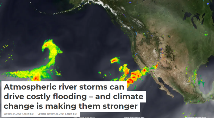 Atmospheric rivers deliver rain to California in 2017. NASA
