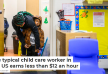 The typical child care worker in the US earns less than $12 an hour