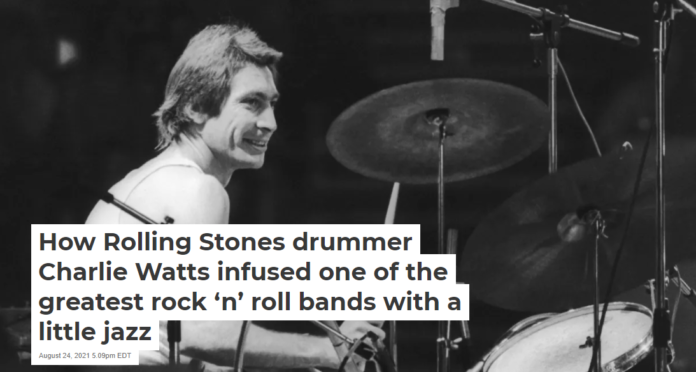 Charlie Watts – a humble drummer behind a humble kit. Daily Express/Hulton Archive/Getty Images