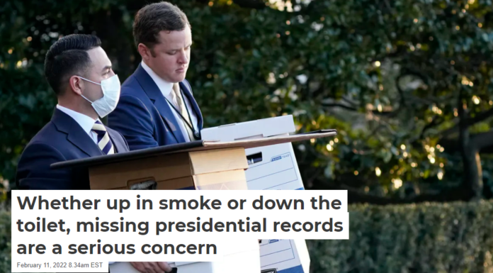Whether up in smoke or down the toilet, missing presidential records are a serious concern