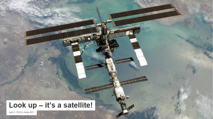 The ISS sees us on Earth, but look up at night and you may see it, too. NASA , CC BY