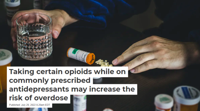 Taking certain opioids while on commonly prescribed antidepressants may increase the risk of overdose