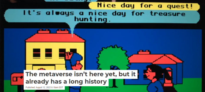 As far back as the late ‘80s people could venture into a virtual online world. Screenshot of Habitat from Lucasfilm Games