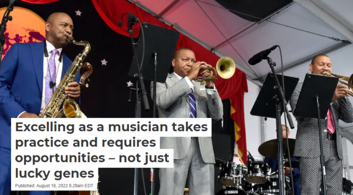 Excelling as a musician takes practice and requires opportunities – not just lucky genes