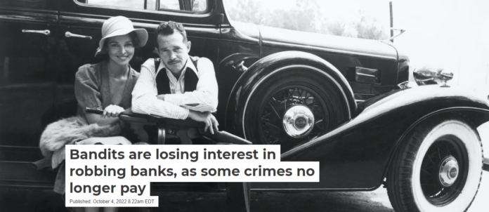 John Dillinger, played by Warren Oates (pictured) in the 1973 film ‘Dillinger,’ allegedly robbed 24 banks. Bettmann via Getty Images