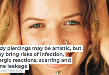 Body piercings may be artistic, but they bring risks of infection, allergic reactions, scarring and urine leakage