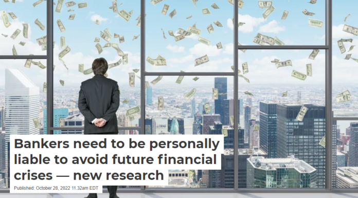 Bankers need to be personally liable to avoid future financial crises — new research
