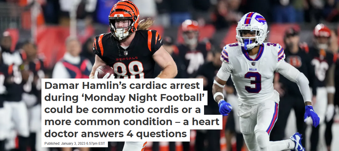 Damar Hamlin's cardiac arrest during 'Monday Night Football' could be  commotio cordis or a more common condition – a heart doctor answers 4  questions – Life and News – Truth in Life and Journalism