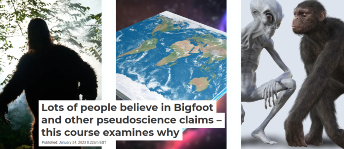 Don’t believe the hype about Bigfoot, a flat Earth or ancient aliens. Collage from Getty Images sources, CC BY-ND