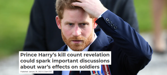 Prince Harry’s new book “Spare” is stirring discussion about whether he should have revealed the number of warfighters that he killed. Anwar Hussein / Getty Images