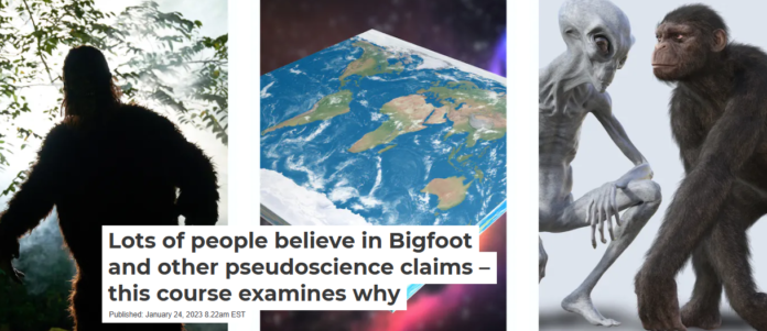 Don’t believe the hype about Bigfoot, a flat Earth or ancient aliens. Collage from Getty Images sources, CC BY-ND