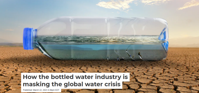 Bottled water corporations exploit surface water and aquifers, buy water at a very low cost and sell it for 150 to 1,000 times more than the same unit of municipal tap water. (Shutterstock)