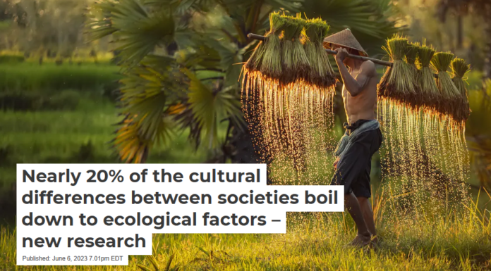 Nearly 20% of the cultural differences between societies boil down to ecological factors – new research