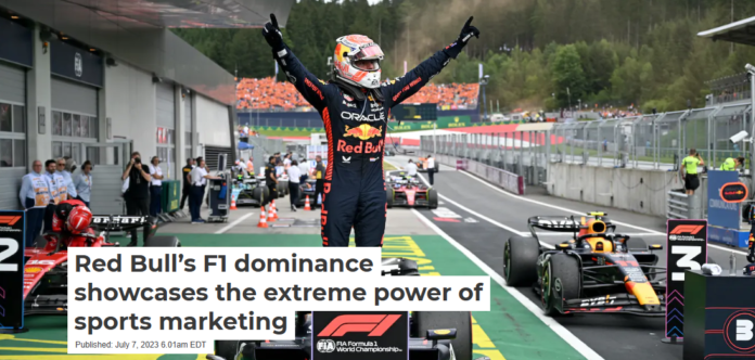 Formula One driver Max Verstappen celebrates after winning the Austrian Grand Prix in July 2023. EPA-EFE/CHRISTIAN BRUNA