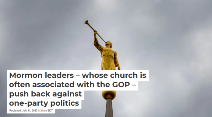 Mormon leaders – whose church is often associated with the GOP – push back against one-party politics