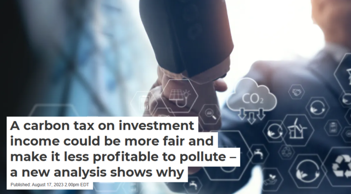 A carbon tax on investment income could be more fair and make it less profitable to pollute – a new analysis shows why