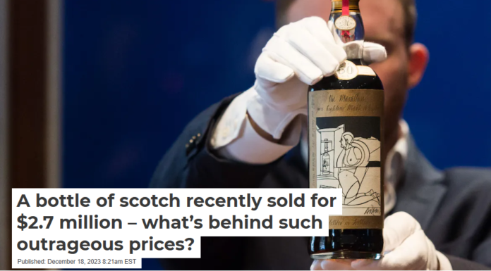 A bottle of scotch recently sold for $2.7 million – what’s behind such outrageous prices?