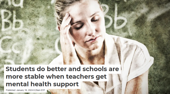 Students do better and schools are more stable when teachers get mental health support