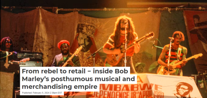 Bob Marley performs at a ‘Viva Zimbabwe’ independence celebration in April 1980. William F. Campbell/Getty Images