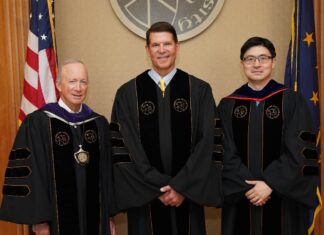 President Daniels, Dean Mung and Keith Krach