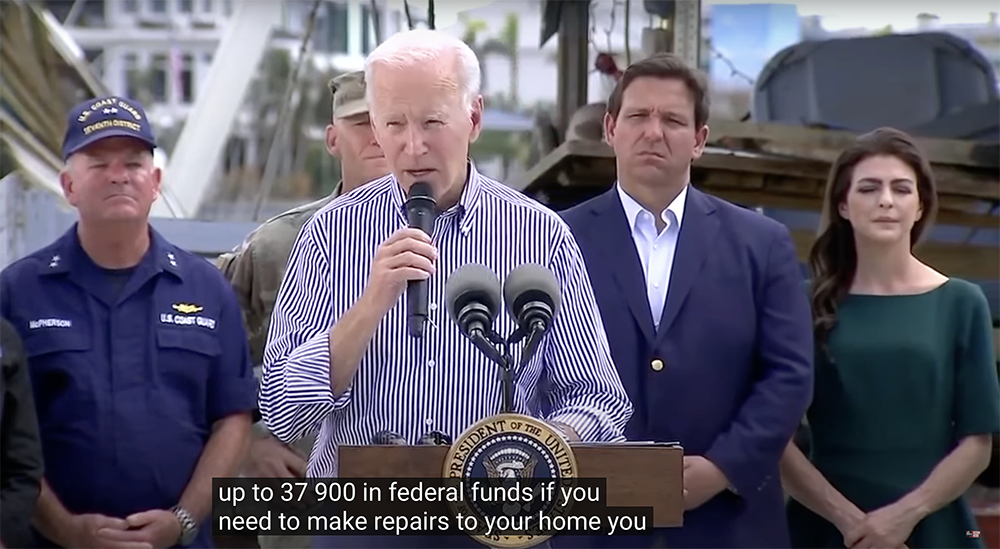 President Joe Biden promised Americans they have access to significant Federal funds to provide them housing and help them fix their cars and homes on October 5th, 2022, one week after Hurricane Ian made landfall