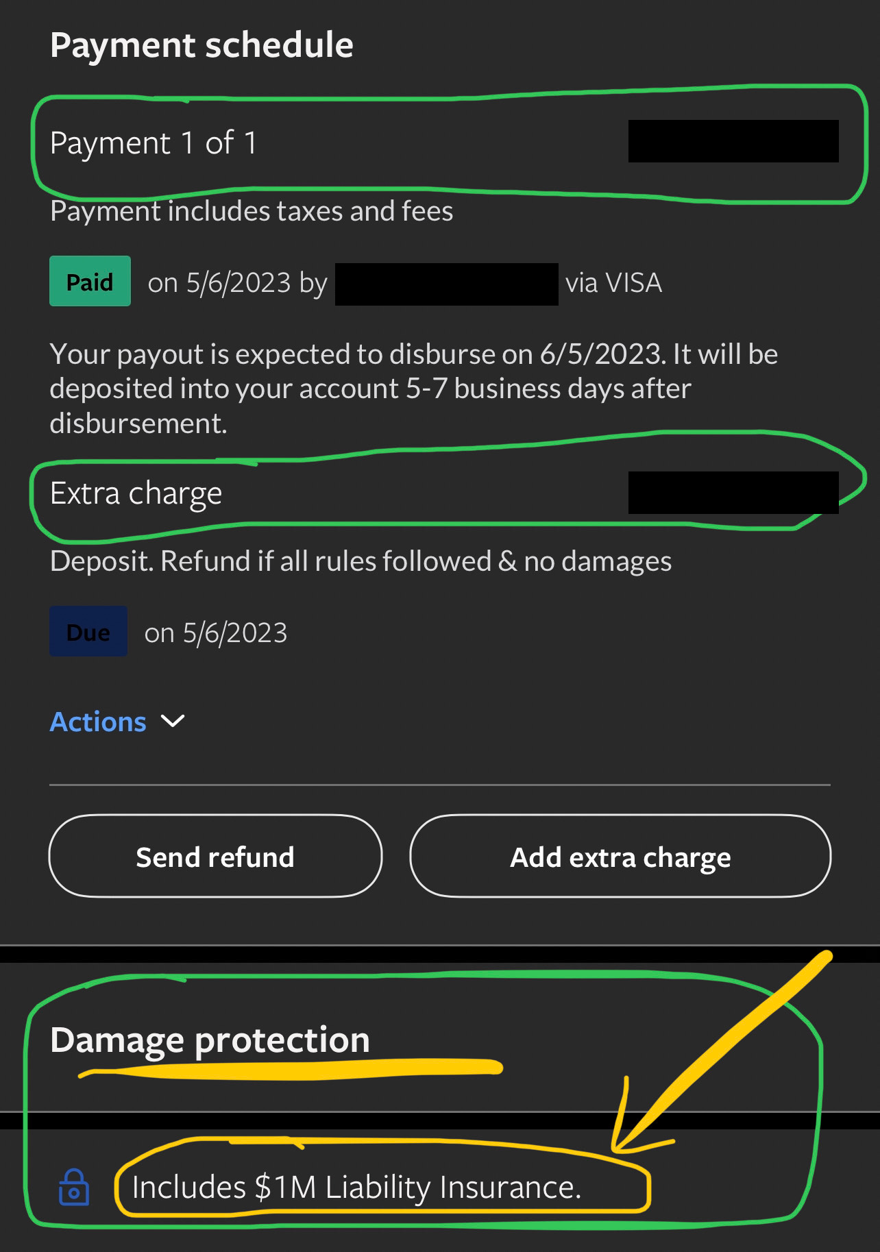 As seen on VRBO's Platform, $1M insurance is listed under Damage Protection