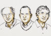This illustration shows, from left to right: John Clarke, Michel Devoret and John Martinis. Niklas Elmehed © Nobel Prize Outreach, CC BY-NC