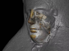 The 3D scan of a mask fragment matches up with the scan of a different well-preserved mask. Carlo Rindi Nuzzolo