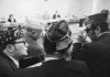 Legionnaires wait to testify before a special congressional inquiry in November 1976 into the cause of the mysterious disease. Bettmann/Bettman Collection via Getty Images
